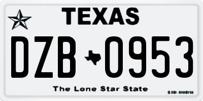TX license plate DZB0953