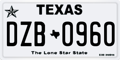 TX license plate DZB0960