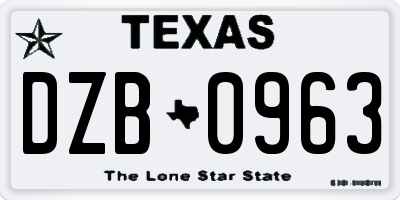TX license plate DZB0963