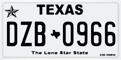 TX license plate DZB0966