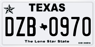 TX license plate DZB0970