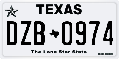 TX license plate DZB0974