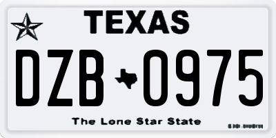 TX license plate DZB0975