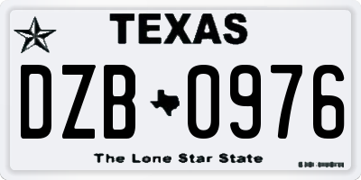 TX license plate DZB0976
