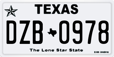 TX license plate DZB0978