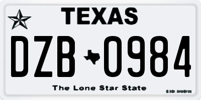 TX license plate DZB0984