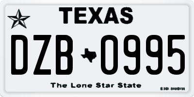 TX license plate DZB0995