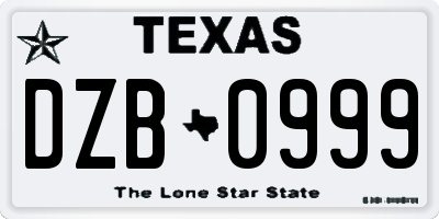 TX license plate DZB0999