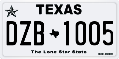 TX license plate DZB1005