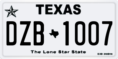 TX license plate DZB1007