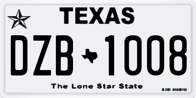 TX license plate DZB1008