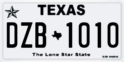 TX license plate DZB1010