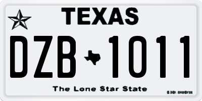 TX license plate DZB1011