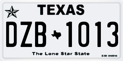 TX license plate DZB1013