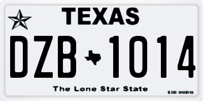 TX license plate DZB1014