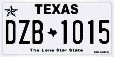 TX license plate DZB1015
