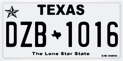 TX license plate DZB1016