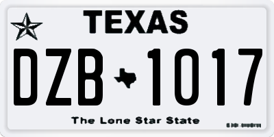 TX license plate DZB1017