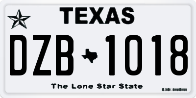 TX license plate DZB1018