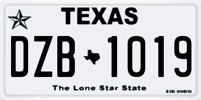 TX license plate DZB1019