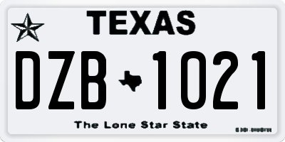 TX license plate DZB1021
