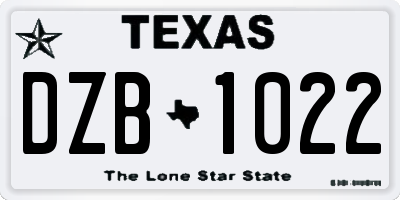 TX license plate DZB1022