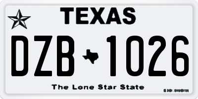 TX license plate DZB1026