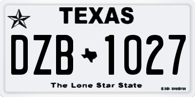 TX license plate DZB1027