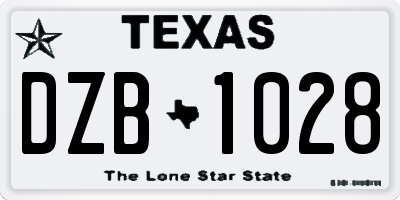 TX license plate DZB1028