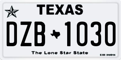TX license plate DZB1030