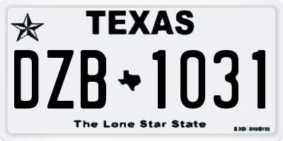 TX license plate DZB1031