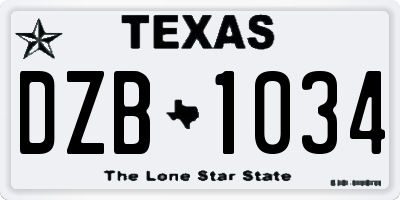 TX license plate DZB1034