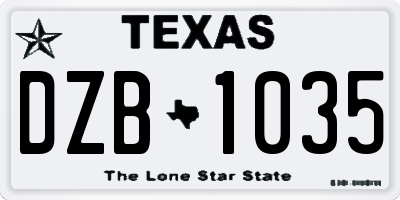 TX license plate DZB1035