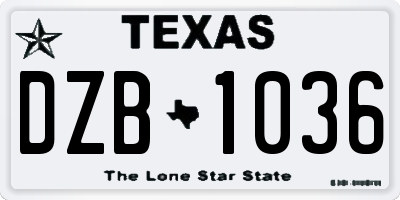 TX license plate DZB1036