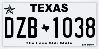 TX license plate DZB1038