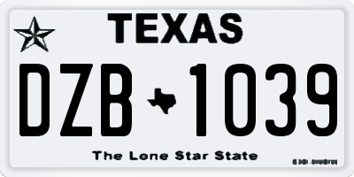 TX license plate DZB1039