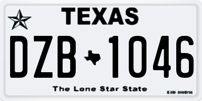 TX license plate DZB1046