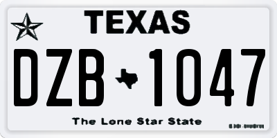 TX license plate DZB1047