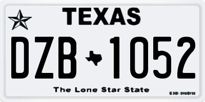 TX license plate DZB1052