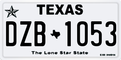 TX license plate DZB1053