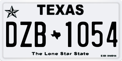 TX license plate DZB1054