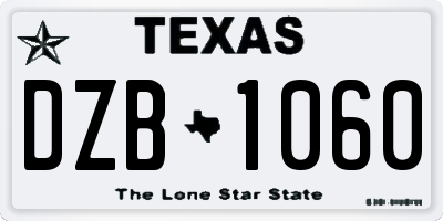 TX license plate DZB1060