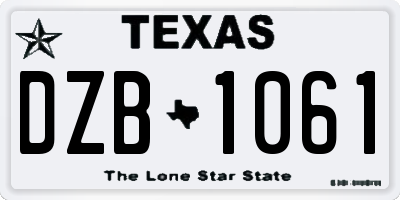TX license plate DZB1061