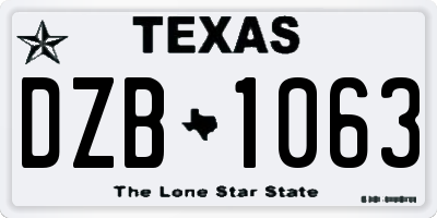 TX license plate DZB1063