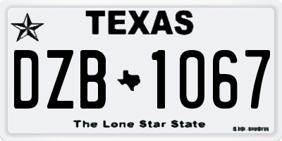 TX license plate DZB1067