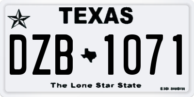TX license plate DZB1071