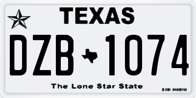 TX license plate DZB1074