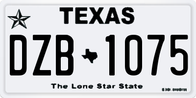 TX license plate DZB1075