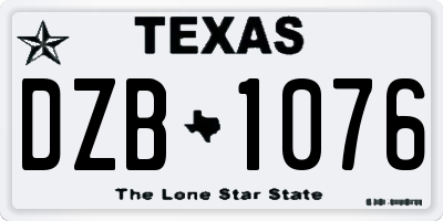 TX license plate DZB1076