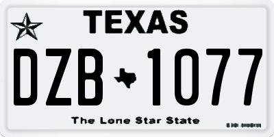TX license plate DZB1077